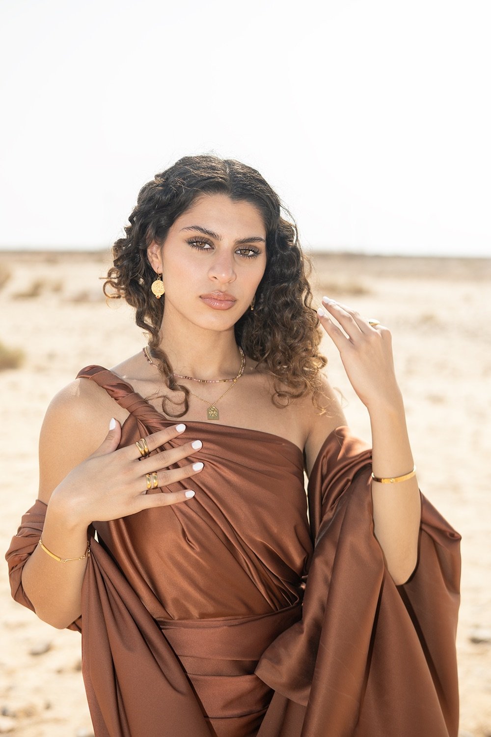 Layan Jaberi, BEDUI series — bronze satin, Wadi Rum